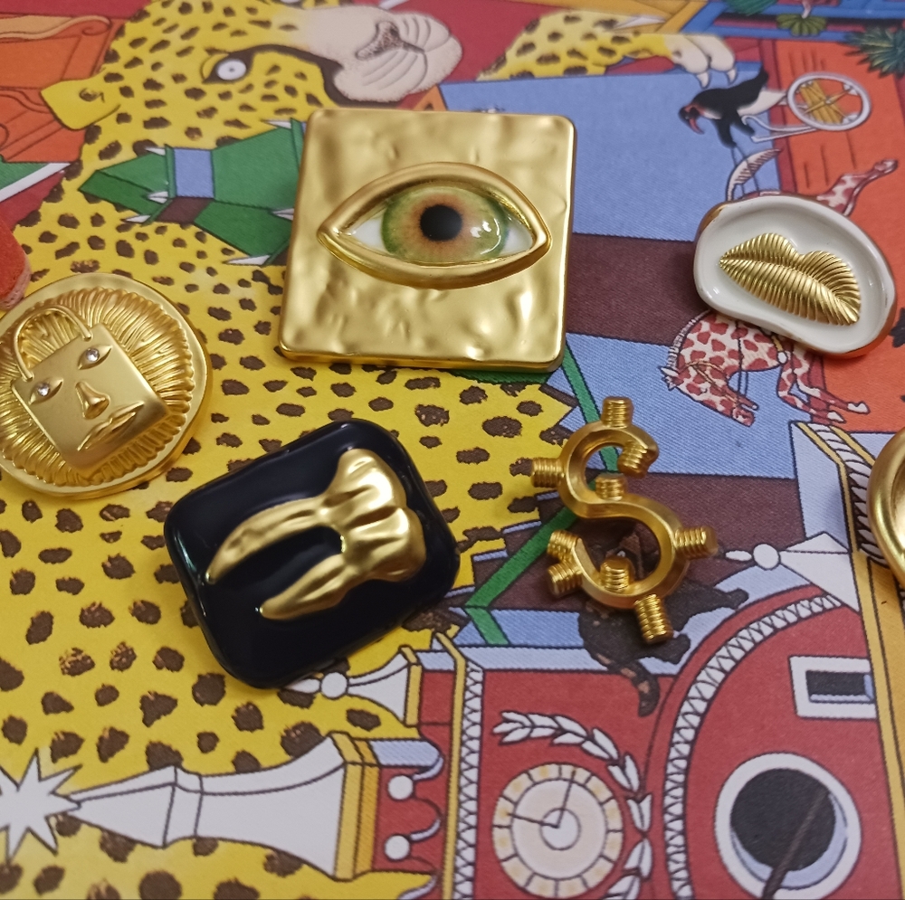 Schiaparelli BUTTON/ BROOCH SET OF 6 MADE IN FRANCE